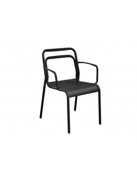 Fauteuil EOS Empilable en aluminium Noir - Proloisirs