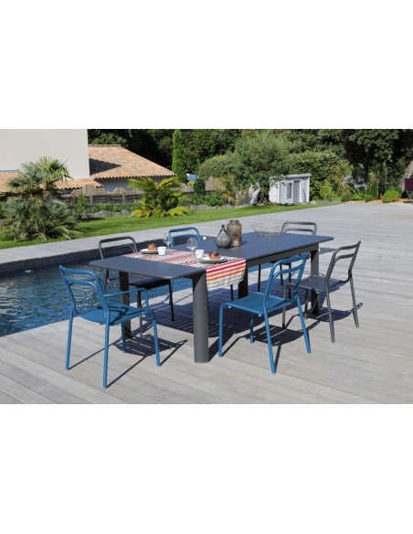 Achat Chaise de jardin EOS Empilable en Aluminium Bleu - Proloisirs