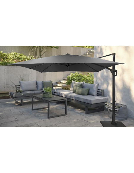 Parasol déporté 3x4 m Elios aluminium Gris chiné foncé