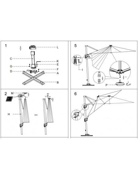 Parasol déporté 3x3 m Elios Full LED gris chiné clair