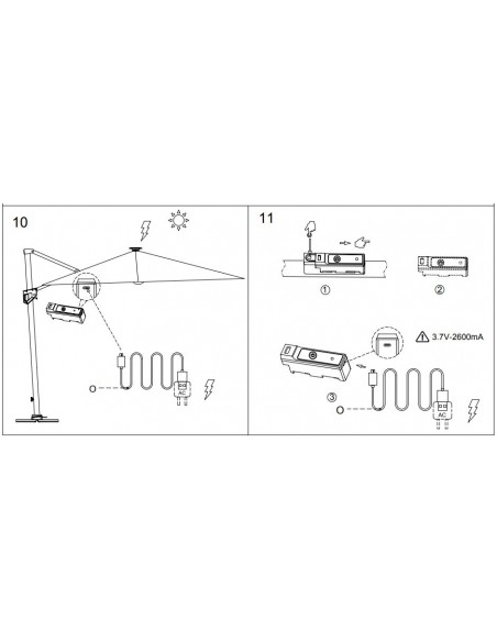 Parasol déporté 3x3 m Elios Full LED gris chiné clair