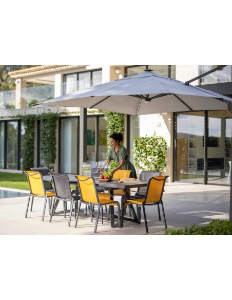 Parasol déporté 3x3 m Elios Full LED gris chiné clair