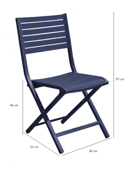 Chaise pliante Lucca - Aluminium  - Bleu