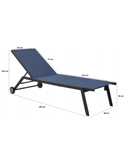 Taille Bain de soleil Florence en Aluminium et toile TPEP - Proloisirs