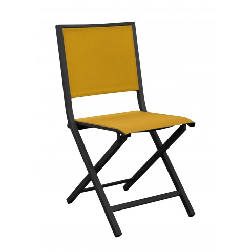 Chaise pliante Ida - Aluminium et toile moutarde - Proloisirs