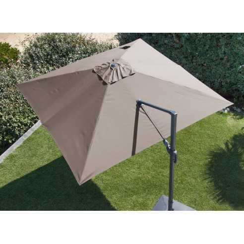 Parasol déporté NH 3x3 m écru en aluminium orientable, inclinable et rotatif - Proloisirs