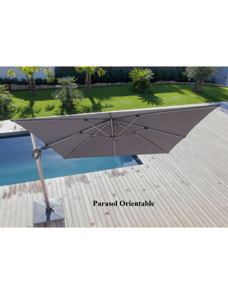 Parasol déporté NH 3x3 m en aluminium position orientable et rotatif - Proloisirs
