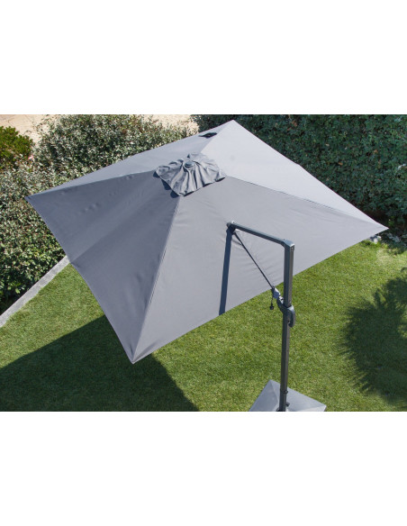 Parasol déporté NH 3x3 m gris en aluminium orientable, inclinable et rotatif - Proloisirs
