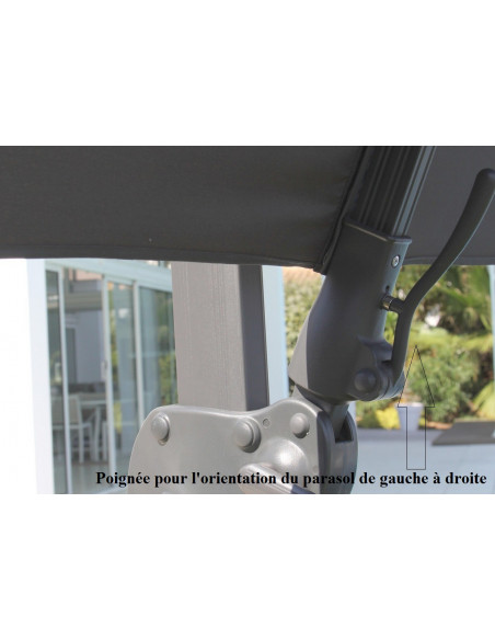 Parasol déporté 3x3 - orientable et rotatif en aluminium - Proloisirs