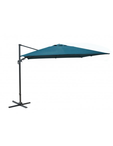 Parasol déporté NH 3x3 m bleu en aluminium orientable, inclinable et rotatif - Proloisirs