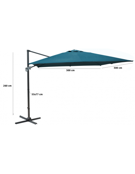 Taille Parasol déporté NH 3x3 m en aluminium orientable, inclinable et rotatif - Proloisirs