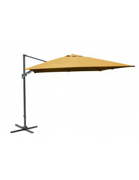 Parasol déporté NH 3x3 m curry en aluminium orientable, inclinable et rotatif - Proloisirs