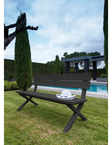 Banc de jardin CROSSWAY - Aluminium - Graphite - PROLOISIRS.