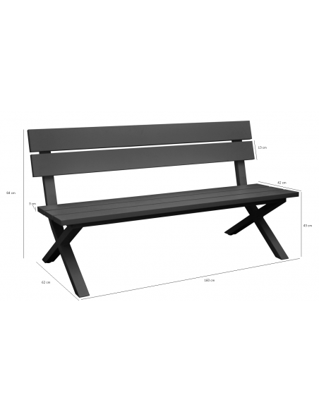 Taille Banc de jardin Crossway avec dossier en aluminium - Proloisirs