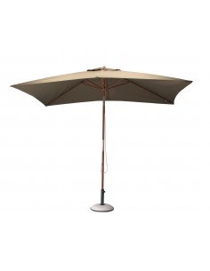 Parasol bois 3 x 2 m ouverture à poulie - 3 coloris - Taupe