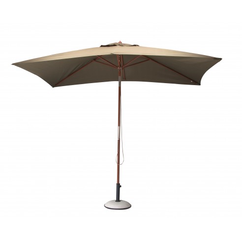 Parasol bois 3 x 2 m ouverture à poulie - 3 coloris - Taupe