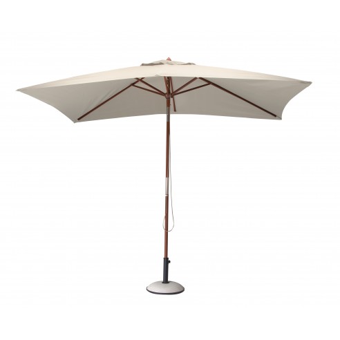 Parasol bois 3 x 2 m ouverture à poulie - 3 coloris - Ecru