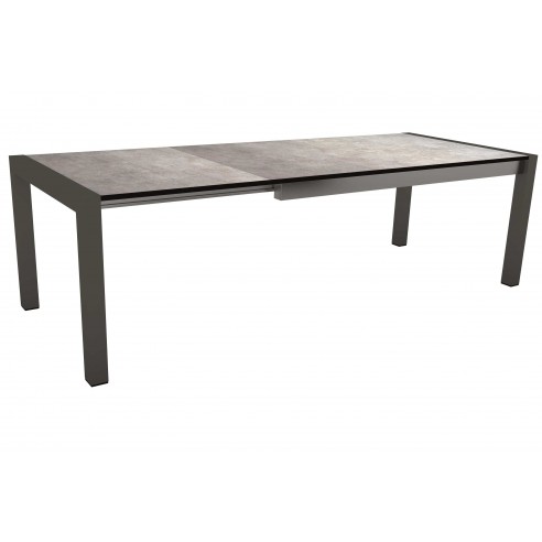 Table extensible Anthracite 214 (254/294) x 100 cm plateau HPL gris métallique - Stern