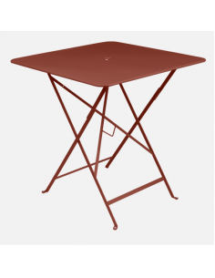 Table pliante Ocre Rouge métal carrée 71x71 cm Bistro - 4 places - Fermob