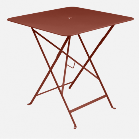 Table pliante Ocre Rouge métal carrée 71x71 cm Bistro - 4 places - Fermob
