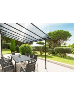 Achat Pergola adossé Belize L.4 x P.3 m - Aluminium et polycarbonate - Hespéride