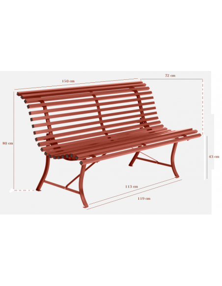 Banc de jardin Louisiane L.150 cm - Métal - Gris Orage