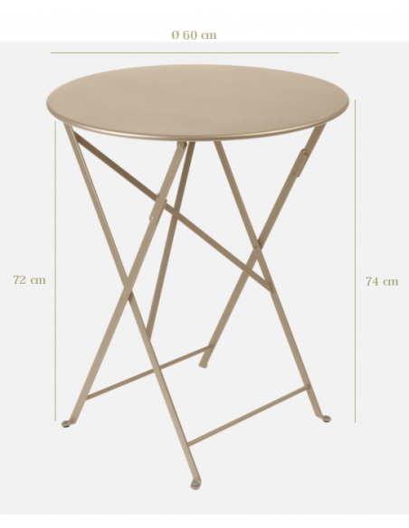 Table de jardin Bistro D.60 cm - Métal ronde pliante - Gris Orage