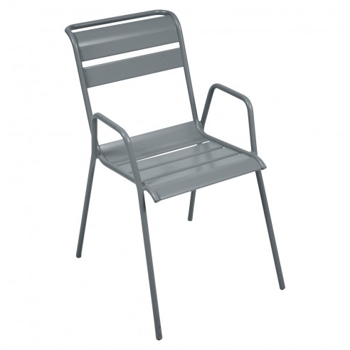 Achat Fauteuil de jardin Bridge Monceau Gris Orage empilable - métal - Fermob