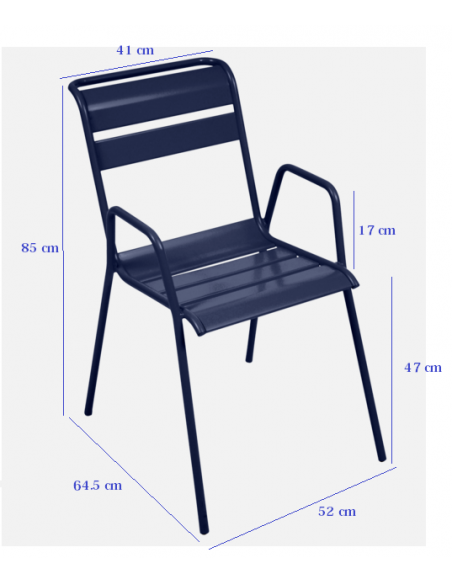 Taille Fauteuil de jardin Bridge Monceau empilable - métal - Fermob