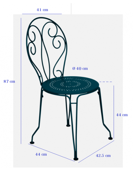 Taille Chaise de jardin Montmartre collection Fermob