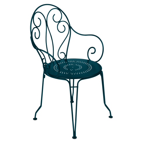 Fauteuil de jardin Montmartre empilable en métal - Bleu Acapulco