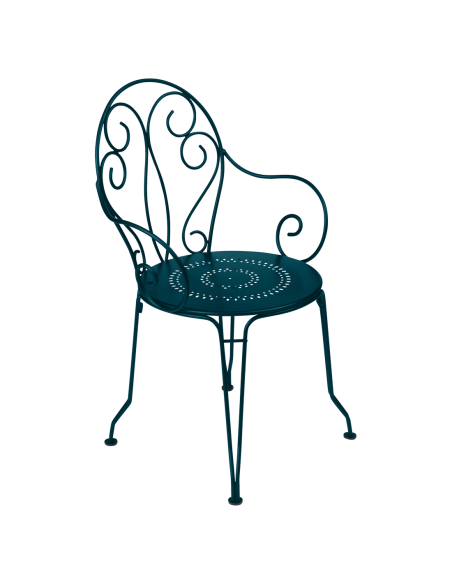 Fauteuil de jardin Montmartre empilable en métal - Bleu Acapulco