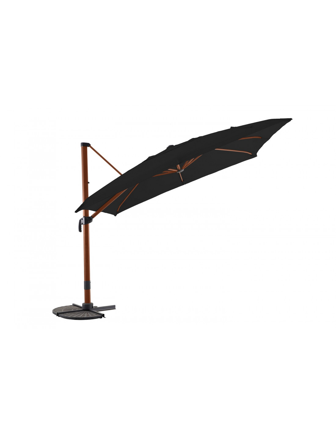 Parasol chauffant arko anthracite avec mat courbé et brûleur déporté