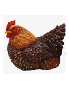 Poule couchée décorative à poser - Marron