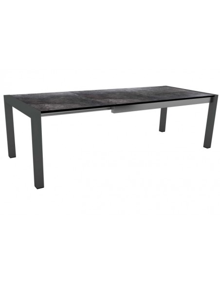 Table extensible anthracite 174 (214/254) x 90cm plateau HPL - HPL SILVERSTAR MARBRE NOIR