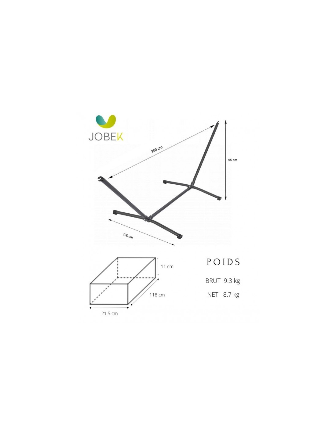 Set Hamac Metalik Hamac avec support Toile au choix jobek.