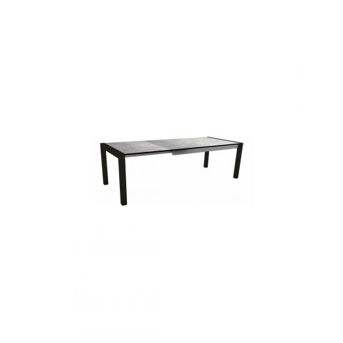 Table extensible Aluminium Noir Mat 174 (214/254) x 90 cm plateau HPL - Gris Métallique