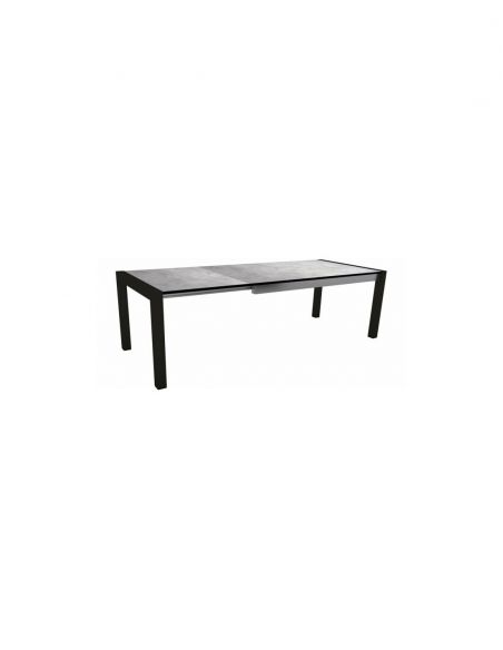 Table extensible Aluminium Noir Mat 174 (214/254) x 90 cm plateau HPL - Gris Métallique