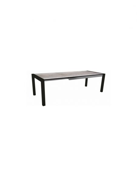 Table extensible Aluminium Noir Mat 174 (214/254) x 90 cm plateau HPL - Smoky