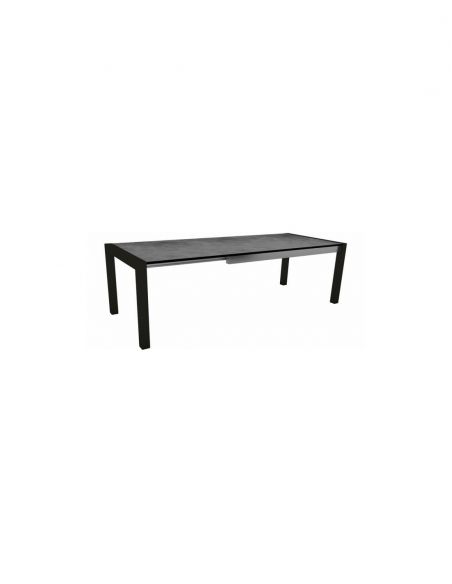 Table extensible Aluminium Noir Mat 174 (214/254) x 90 cm plateau HPL - Ciment