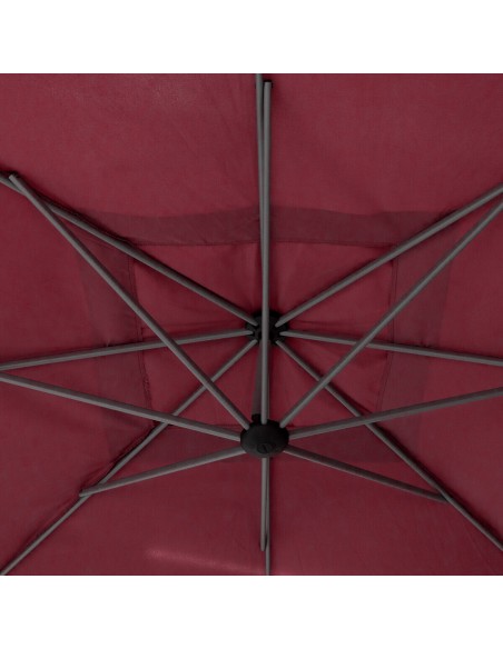 Parasol déporté carré Manoa 2.5x2.5 m - Acier et polyester bordeaux