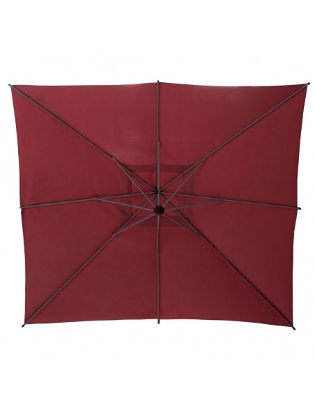 Parasol déporté carré Manoa 2.5x2.5 m - Acier et polyester bordeaux