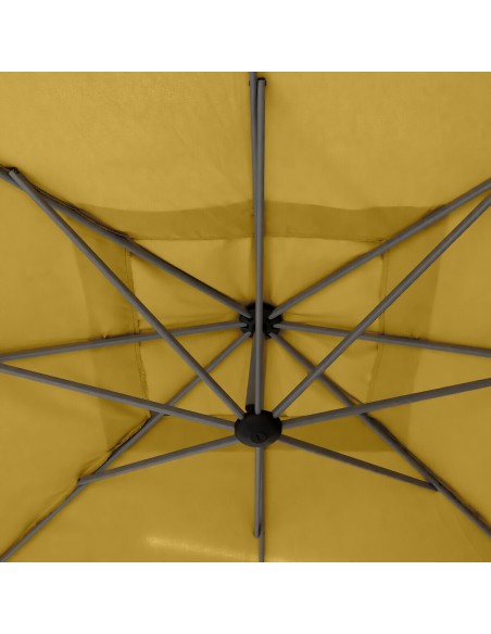 Parasol déporté carré Manoa 2.5x2.5 m - Acier et polyester moutarde