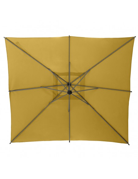 Parasol déporté carré Manoa 2.5x2.5 m - Acier et polyester moutarde