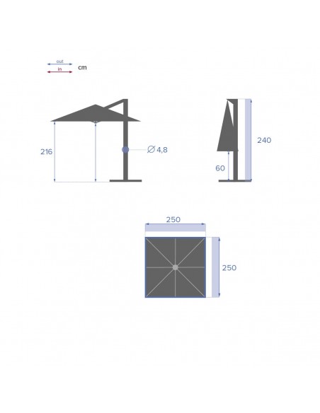 HESPERIDE - Parasol déporté carré Manoa 2.5x2.5 m - Acier et polyester - Moutarde