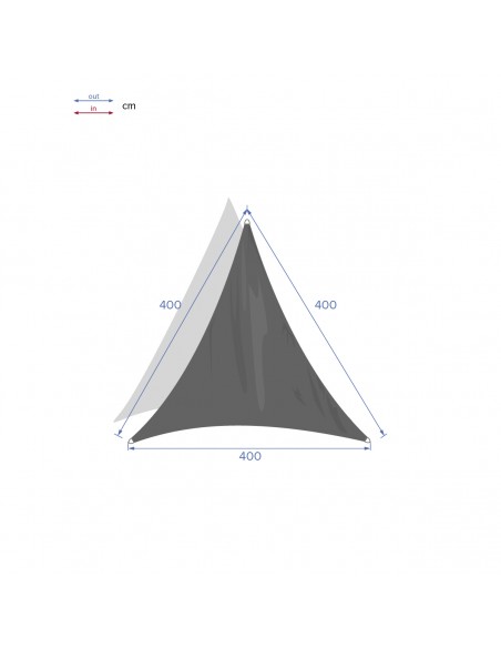 Voile d'ombrage Curacao triangulaire 4 x 4 x 4 m - Coloris au choix - Ardoise