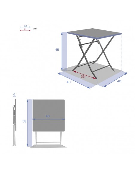 Achat Table d'appoint Greensboro carrée pliante - Acier époxy - Hespéride