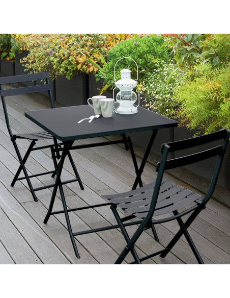 Table pliante carrée Greensboro graphite - 2 places - Hespéride