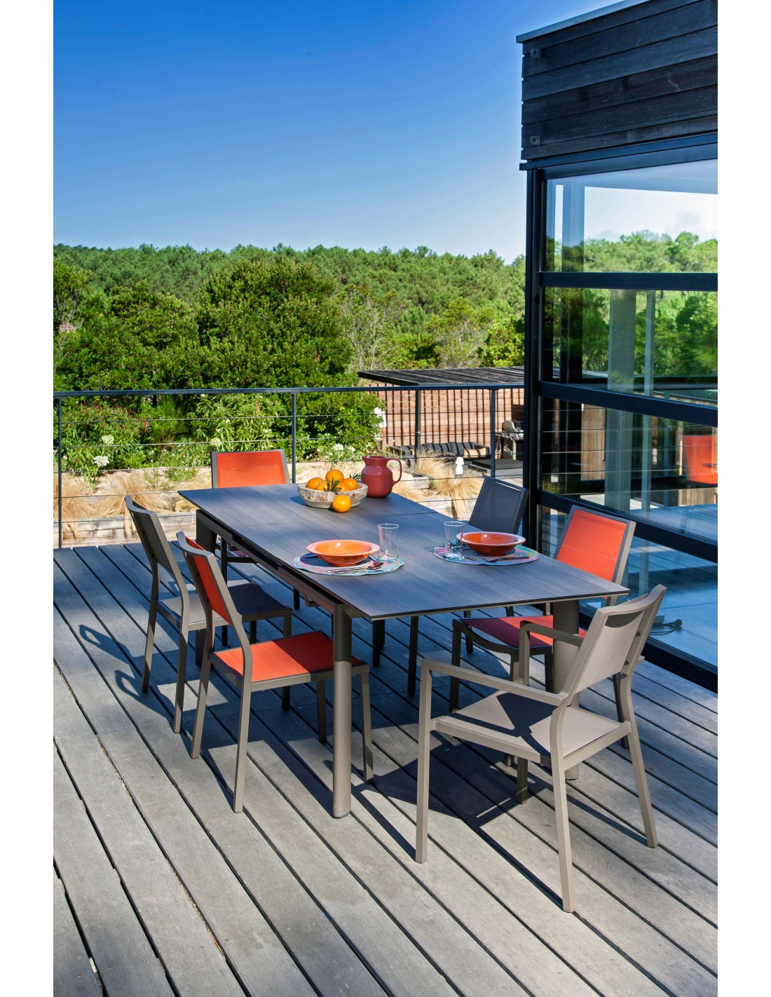 Table de jardin extensible Miami en aluminium et HPL Proloisirs