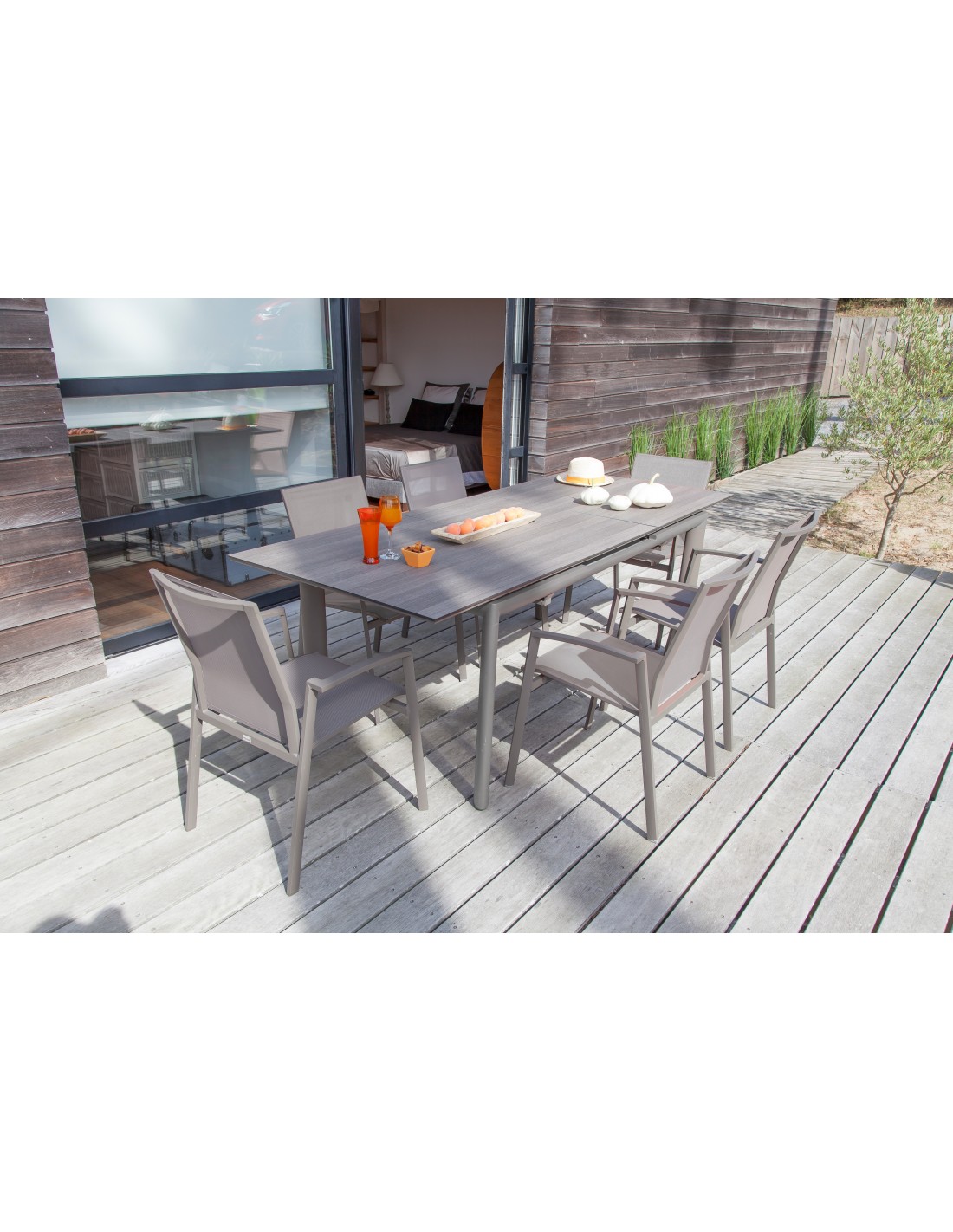 Table de jardin extensible Miami en aluminium et HPL Proloisirs